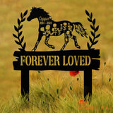 Personalized Floral Horse Heart Memorial Stake - Pet Grave Marker Sign Horse Loss Gift Sympathy Remembrance Sign for