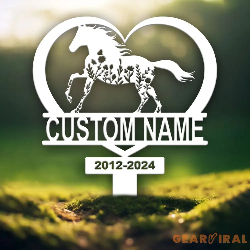 Personalized Floral Horse Heart Memorial Stake - Pet Grave Marker Sign Horse Loss Gift Sympathy Remembrance Sign for