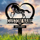 Personalized Floral Horse Heart Memorial Stake - Pet Grave Marker Sign Horse Loss Gift Sympathy Remembrance Sign for