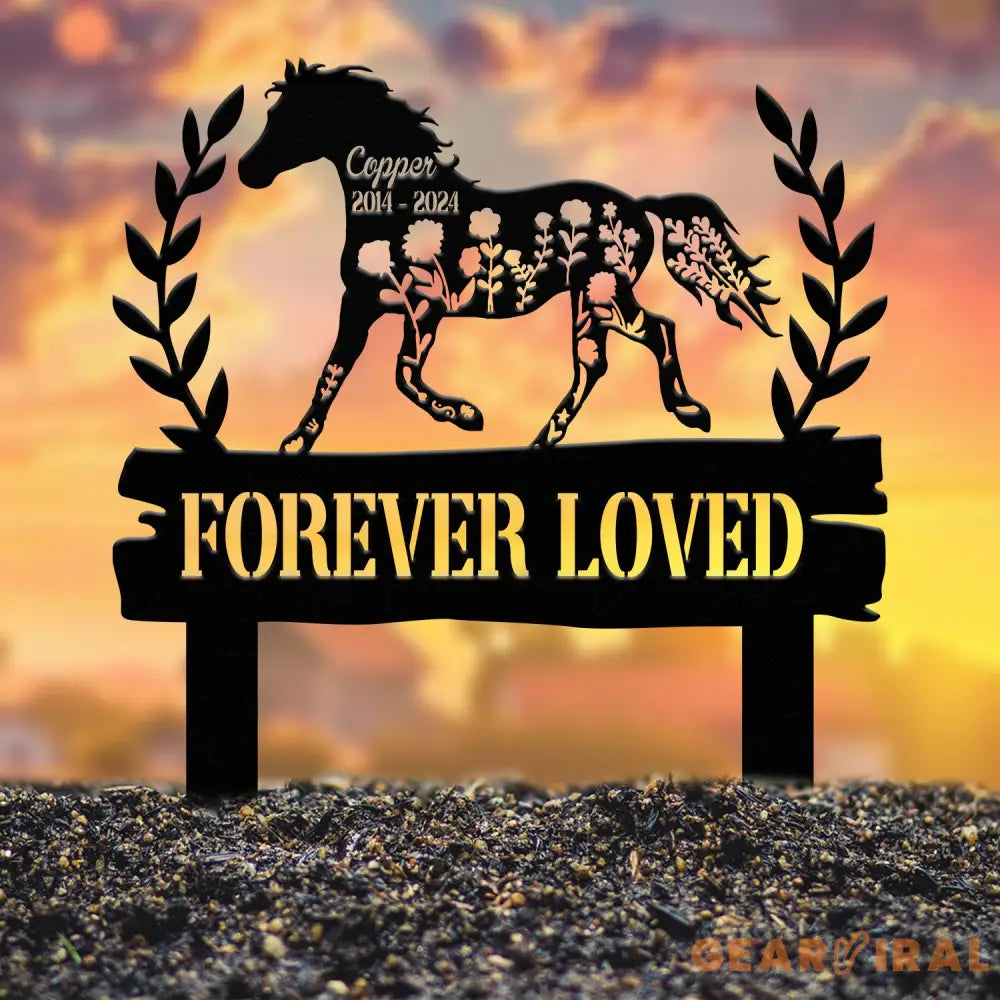 Personalized Floral Horse Heart Memorial Stake - Pet Grave Marker Sign Horse Loss Gift Sympathy Remembrance Sign for