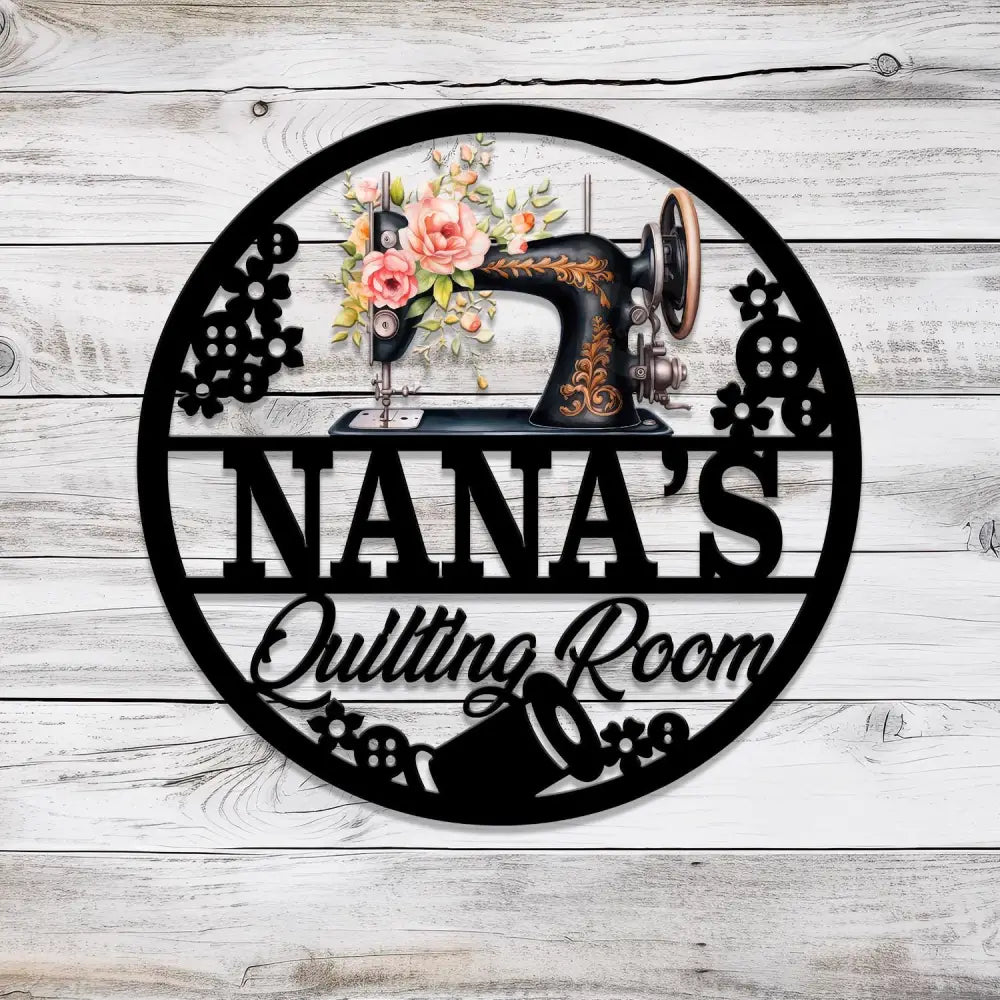 Personalized Floral Nana Sewing Room Metal Sign Custom Quilting Sign For Sewing Room Decor Sewing Machine Sign Gift for