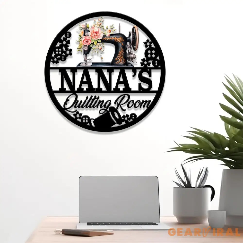 Personalized Floral Nana Sewing Room Metal Sign Custom Quilting Sign For Sewing Room Decor Sewing Machine Sign Gift for