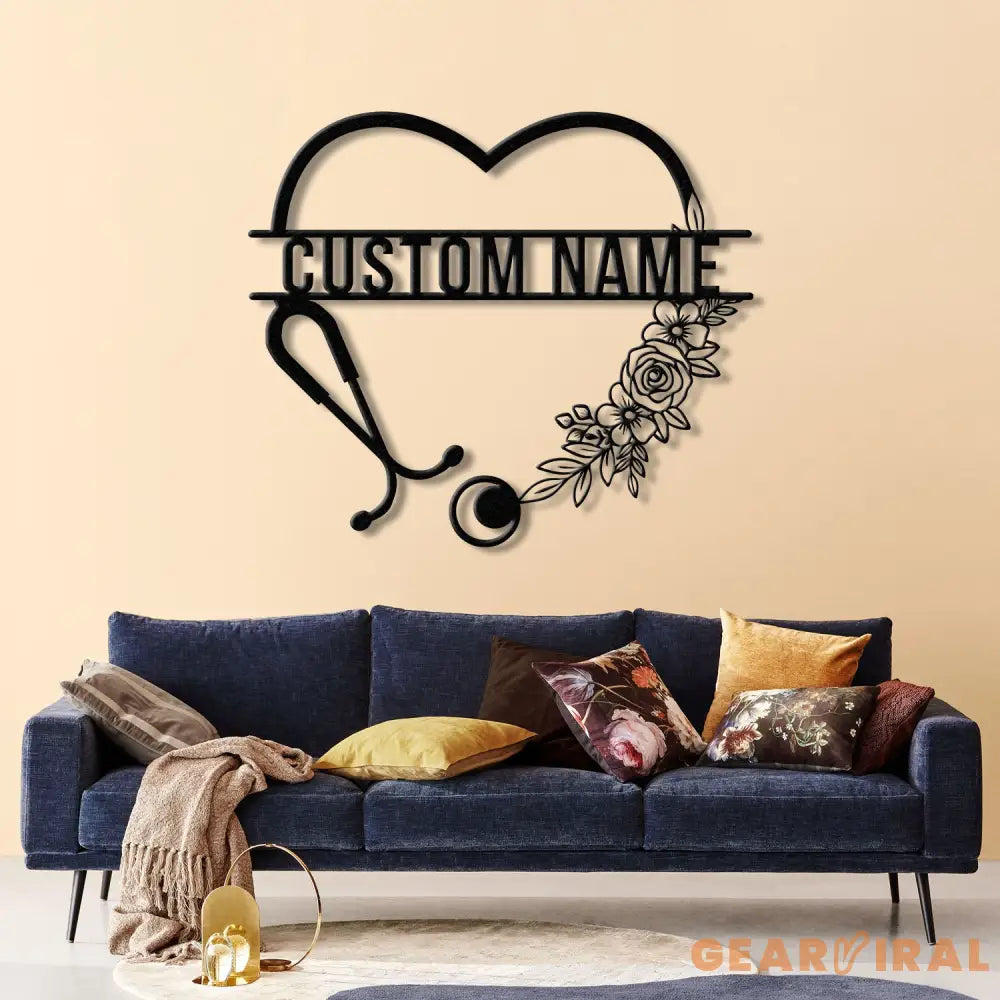Personalized Floral Nurse Metal Sign RN LPN CNA Gifts Mother’s Day Gift for Nurses Custom Family Name Sign Doctor Gift