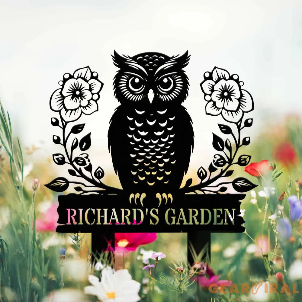 Personalized Floral Owl Garden Yard Stake Custom Owl Garde Metal Sign Garden Decor Garden Gifts Owl Decor Gifts for Mom