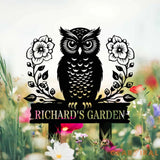 Personalized Floral Owl Garden Yard Stake Custom Owl Garde Metal Sign Garden Decor Garden Gifts Owl Decor Gifts for Mom