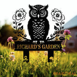 Personalized Floral Owl Garden Yard Stake Custom Owl Garde Metal Sign Garden Decor Garden Gifts Owl Decor Gifts for Mom