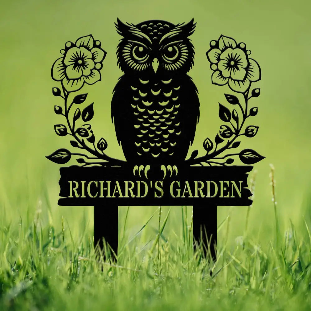 Personalized Floral Owl Garden Yard Stake Custom Owl Garde Metal Sign Garden Decor Garden Gifts Owl Decor Gifts for Mom