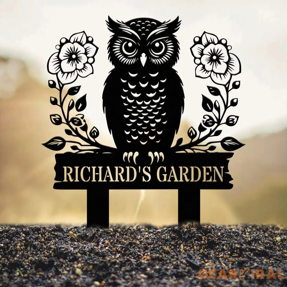Personalized Floral Owl Garden Yard Stake Custom Owl Garde Metal Sign Garden Decor Garden Gifts Owl Decor Gifts for Mom