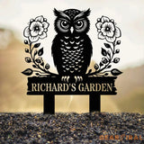 Personalized Floral Owl Garden Yard Stake Custom Owl Garde Metal Sign Garden Decor Garden Gifts Owl Decor Gifts for Mom
