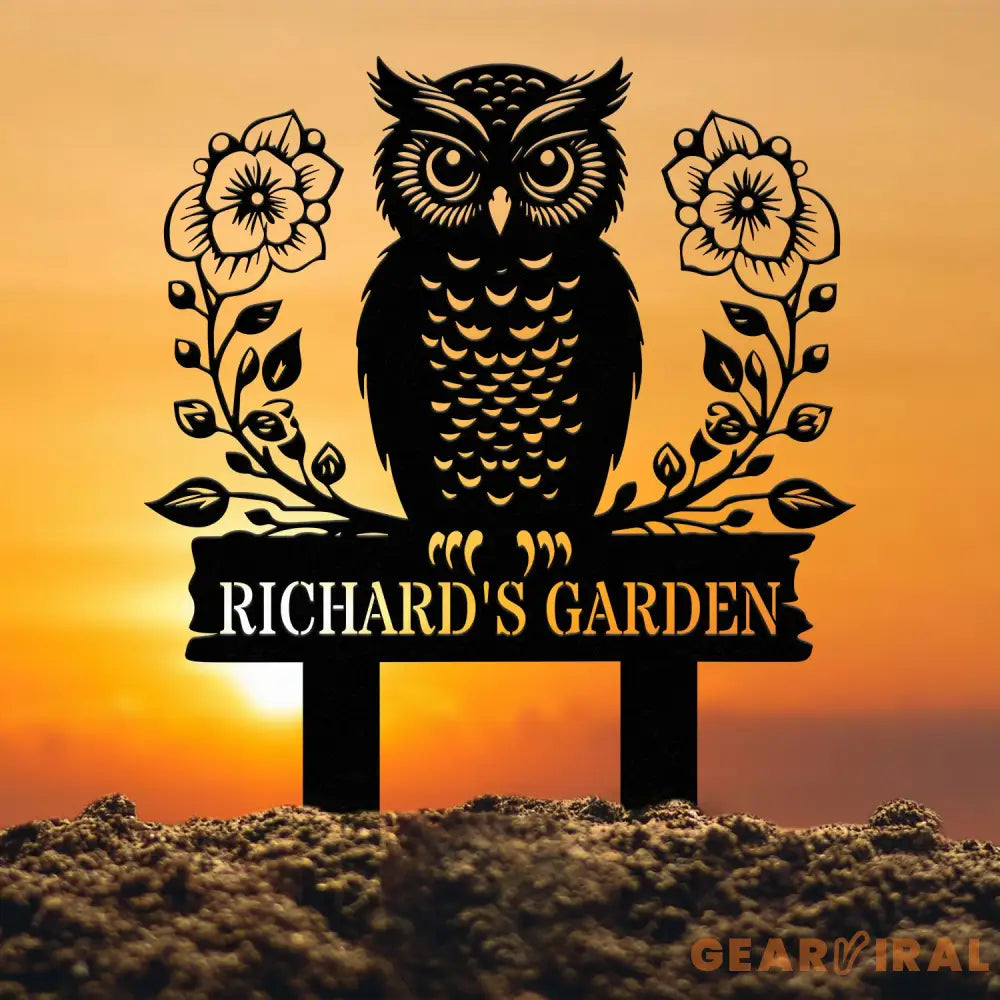 Personalized Floral Owl Garden Yard Stake Custom Owl Garde Metal Sign Garden Decor Garden Gifts Owl Decor Gifts for Mom