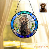 Personalized Floral Pet Portrait Stained Glass Suncatcher Custom Dog Portrait from Photo Pet Memorial Gift Pet Lover