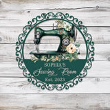 Personalized Floral Sewing Machine Metal Sign Custom Quilting Sign For Sewing Room Decor Sewing Machine Sign Gift for