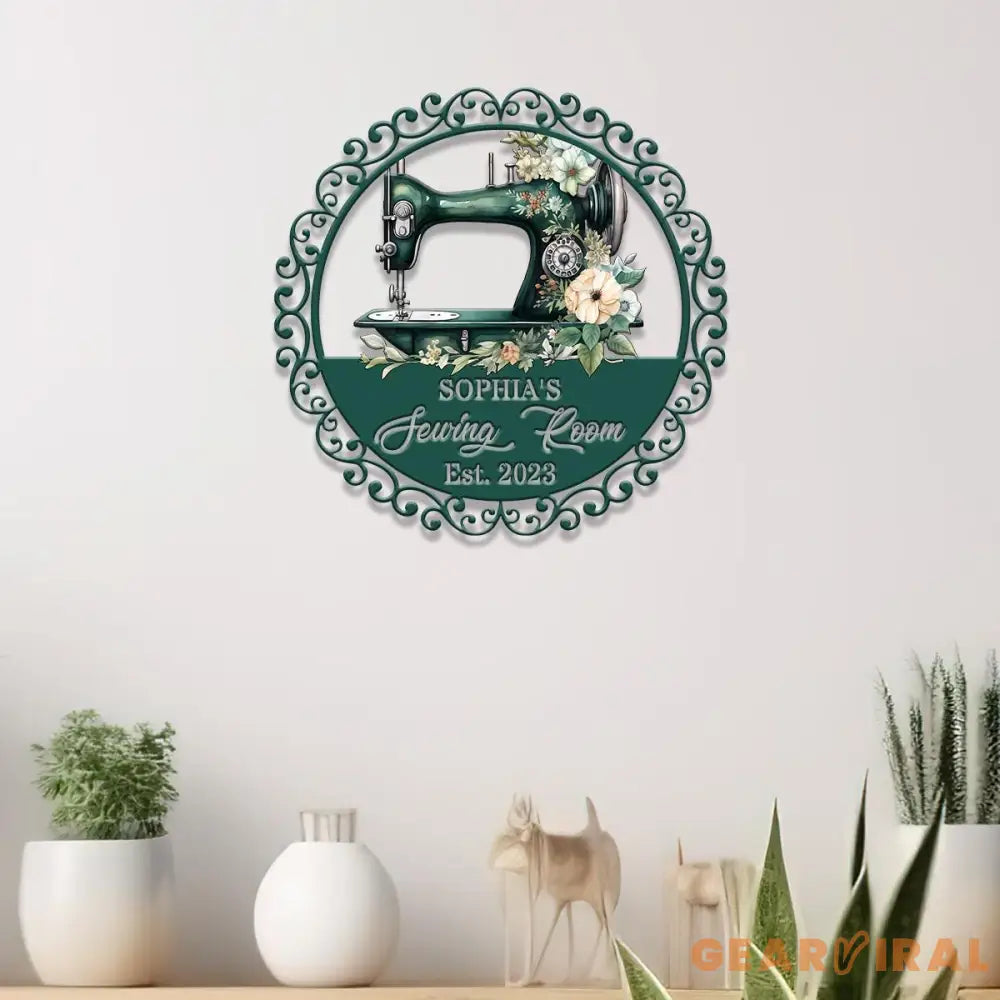Personalized Floral Sewing Machine Metal Sign Custom Quilting Sign For Sewing Room Decor Sewing Machine Sign Gift for