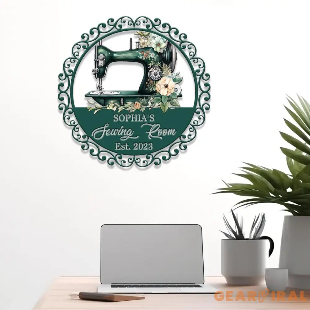 Personalized Floral Sewing Machine Metal Sign Custom Quilting Sign For Sewing Room Decor Sewing Machine Sign Gift for