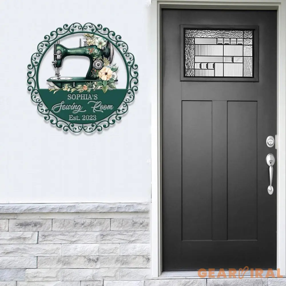 Personalized Floral Sewing Machine Metal Sign Custom Quilting Sign For Sewing Room Decor Sewing Machine Sign Gift for