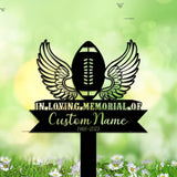 Personalized Football angel wings Memorial Stake - American Football Metal Stake - Sympathy Sign - Grave Marker | GearViral