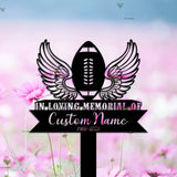 Personalized Football angel wings Memorial Stake - American Football Metal Stake - Sympathy Sign - Grave Marker
