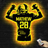 Personalized Football Player Metal Sign LED Lights - Football Room Decor - Football Team Gift - Custom Name Player Metal wall art | GearViral