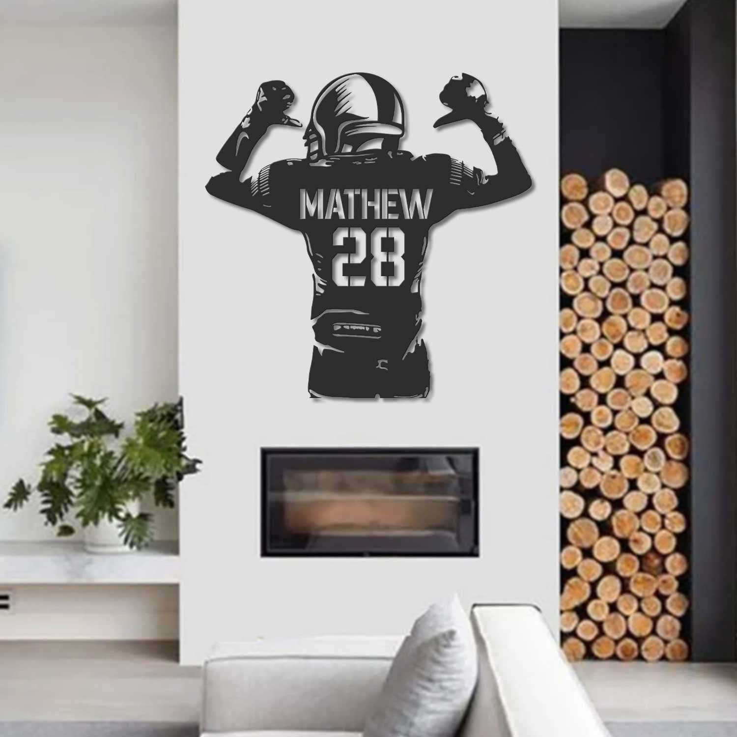 Personalized Football Player Metal Sign LED Lights - Football Room Decor - Football Team Gift - Custom Name Player Metal wall art | GearViral