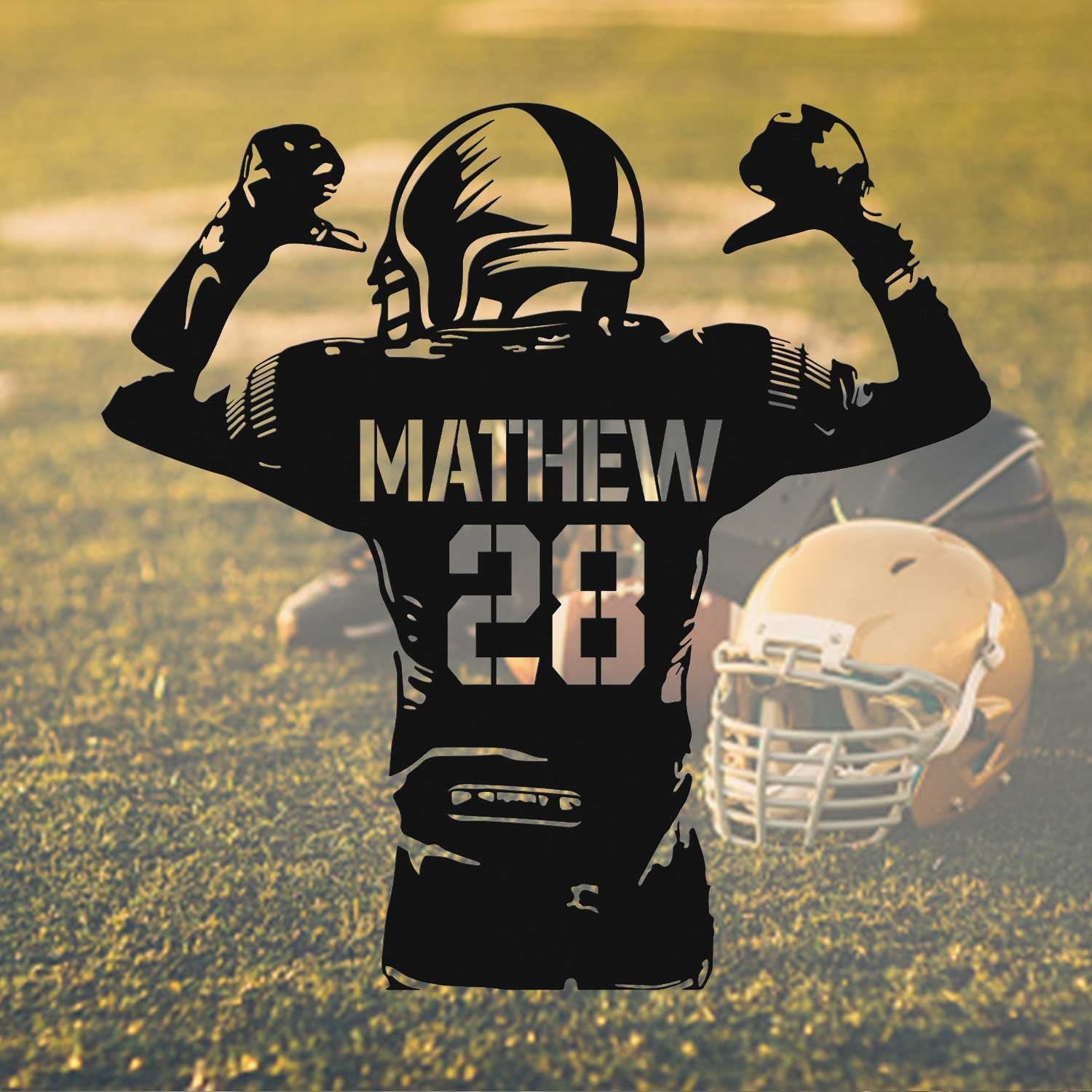 Personalized Football Player Metal Sign LED Lights - Football Room Decor - Football Team Gift - Custom Name Player Metal wall art | GearViral