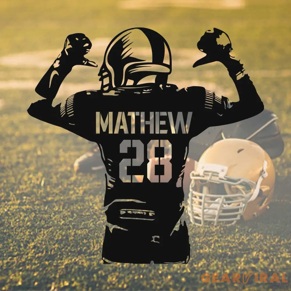 Personalized Football Player Metal Sign LED Lights - Football Room Decor - Football Team Gift - Custom Name Player