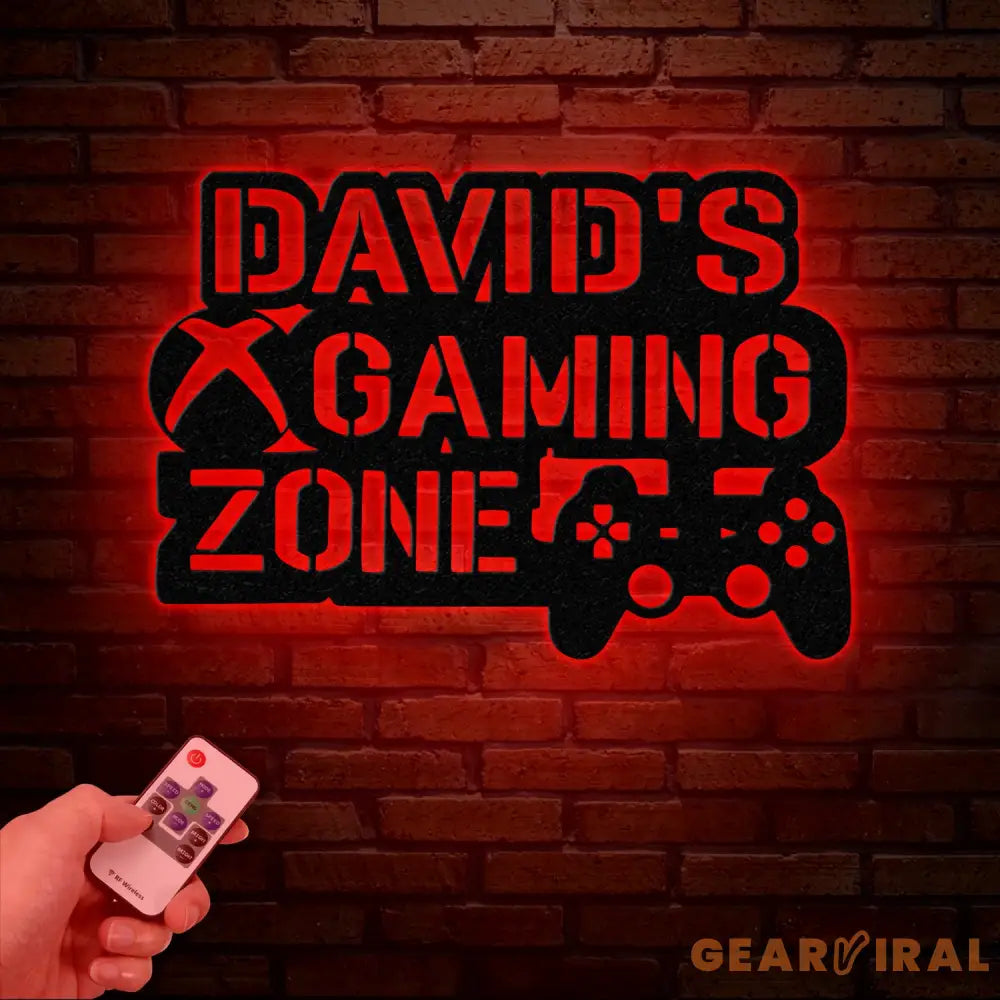 Personalized Gamer Name Sign - LED Video Game Controller Wall Art - Custom Metal Decor for Game Room - LED Light