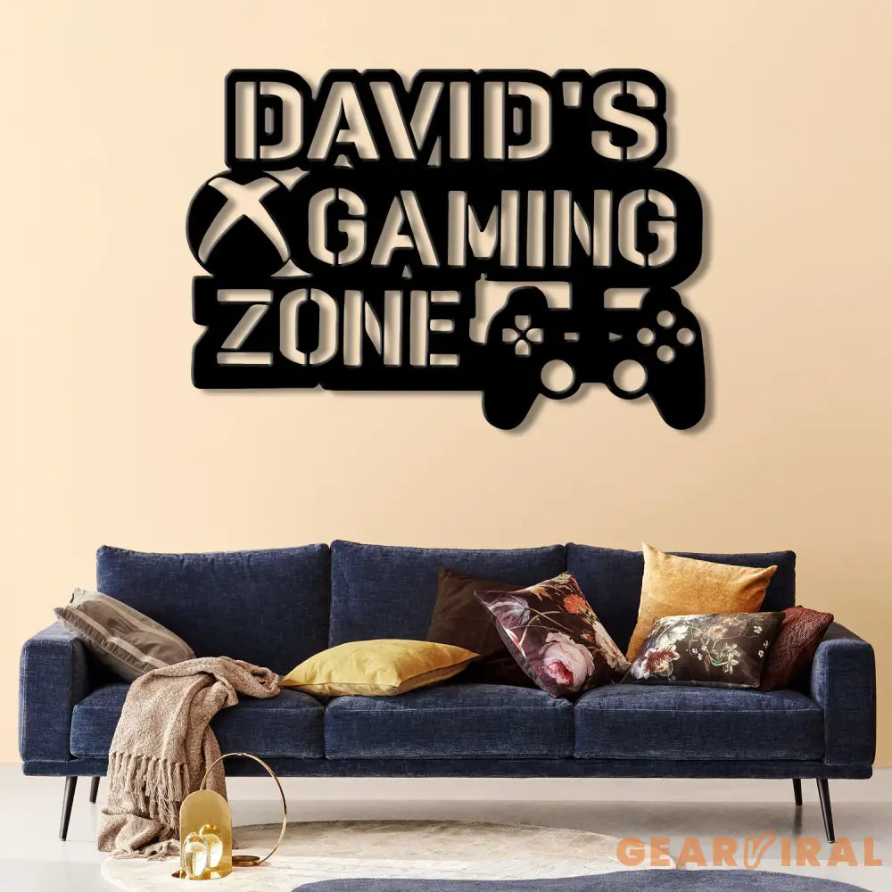 Personalized Gamer Name Sign - LED Video Game Controller Wall Art - Custom Metal Decor for Game Room - LED Light