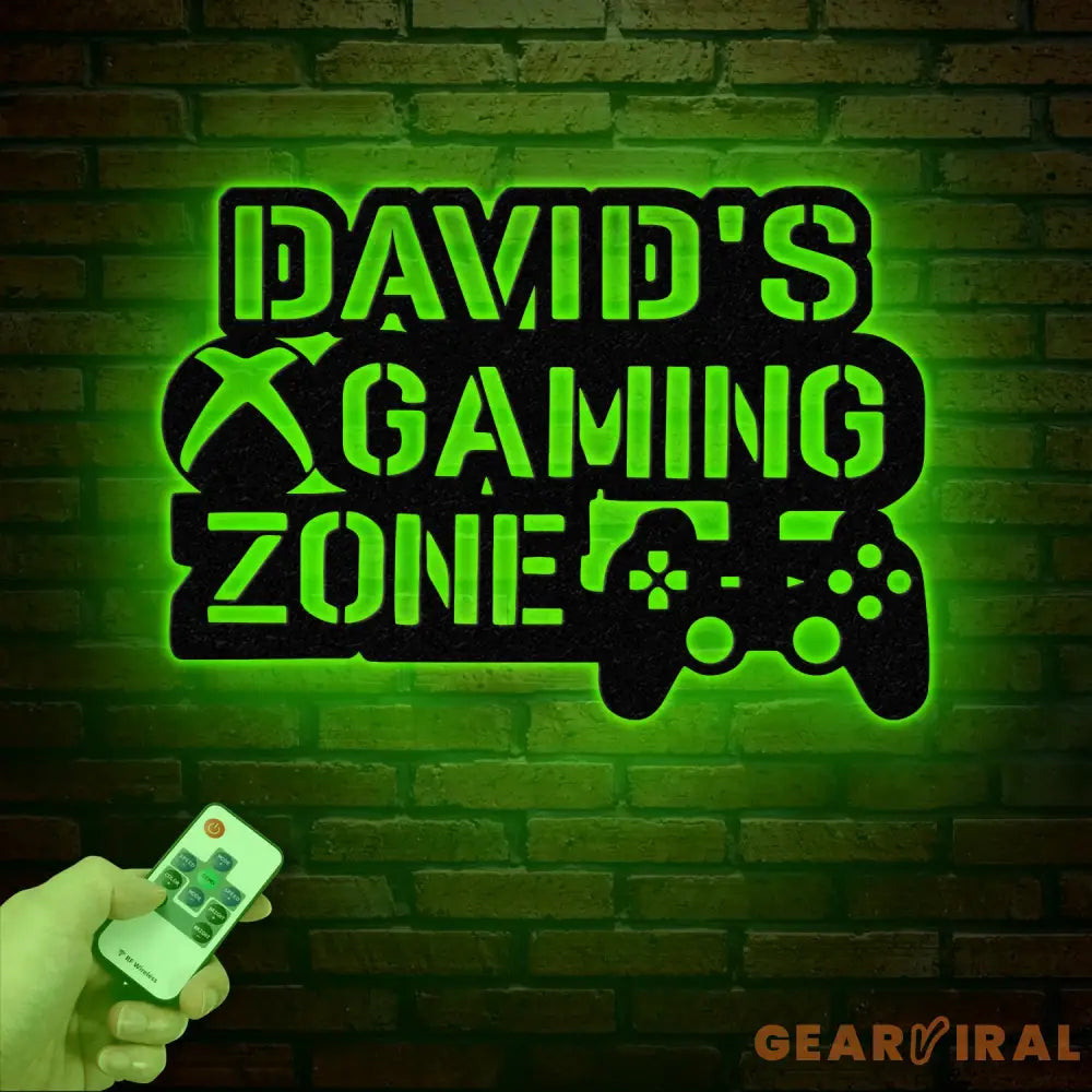 Personalized Gamer Name Sign - LED Video Game Controller Wall Art - Custom Metal Decor for Game Room - LED Light
