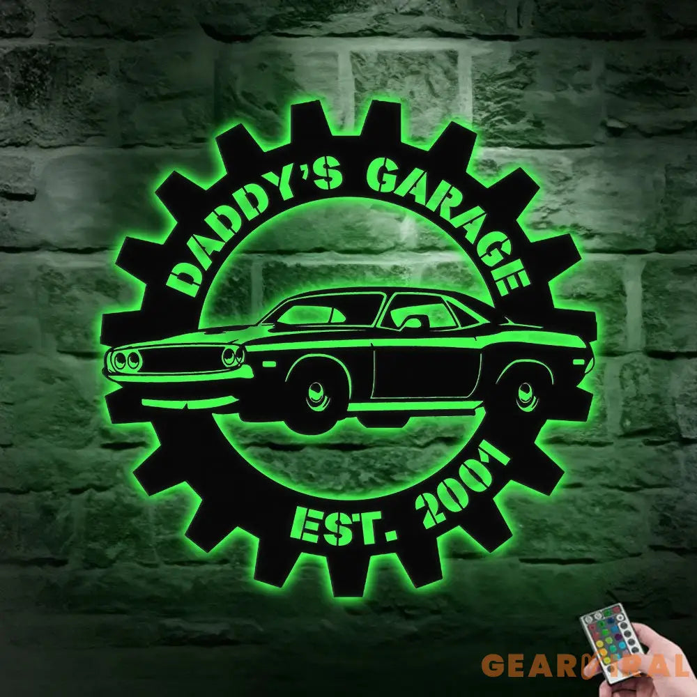 Personalized Garage Family name Metal LED Sign - Last Name Initial Hanging - Personalize Garage Metal Sign - Garage