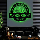 Personalized Garage Metal Sign with Led Light Custom Name Garage Decor Man Cave Sign Workshop Sign Wall Art For Dad Dad