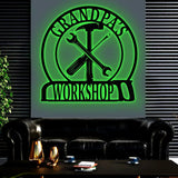 Personalized Garage Metal Sign with Led Light Custom Name Garage Decor Man Cave Sign Workshop Sign Wall Art For Dad Dad
