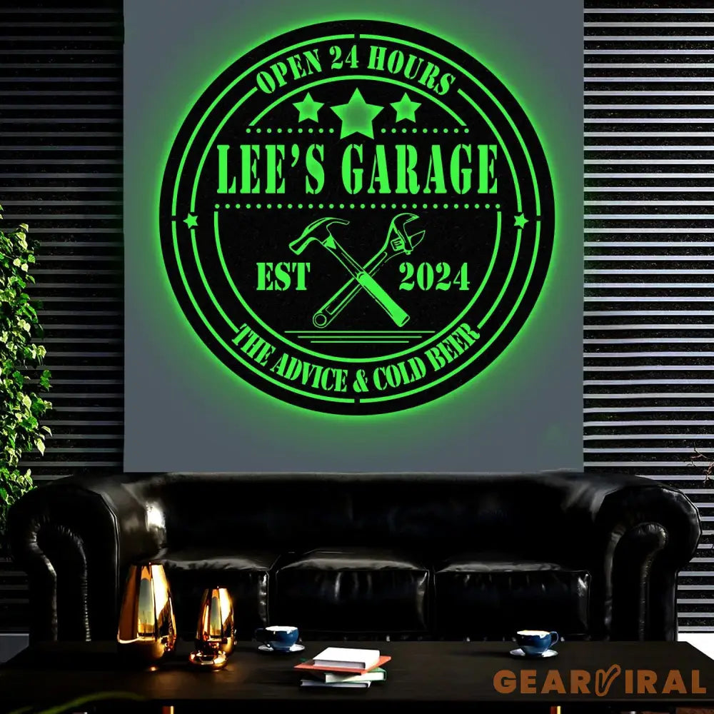 Personalized Garage Metal Sign with Led Light Custom Name Garage Decor Man Cave Sign Workshop Sign Wall Art For Dad Dad