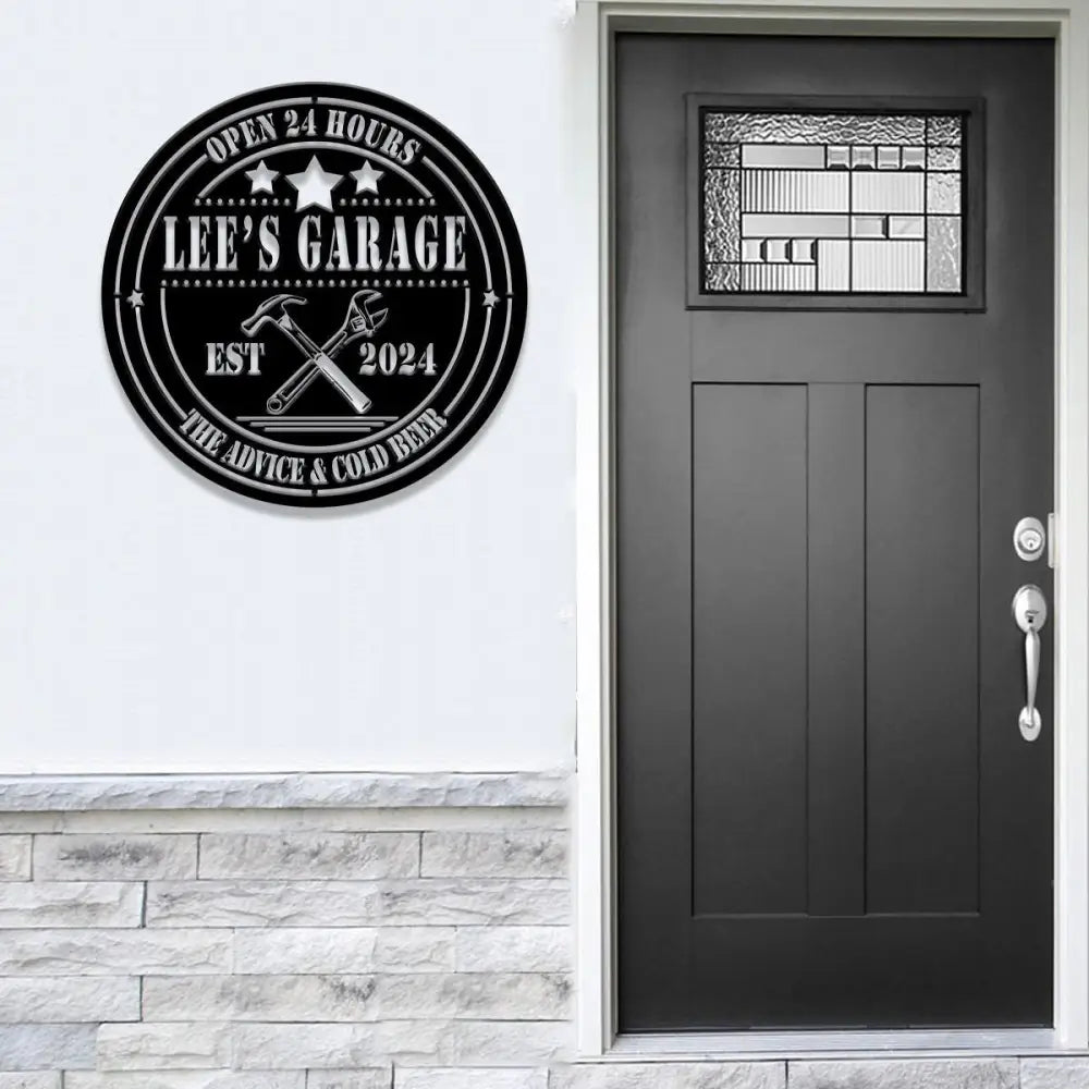 Personalized Garage Metal Sign with Led Light Custom Name Garage Decor Man Cave Sign Workshop Sign Wall Art For Dad Dad