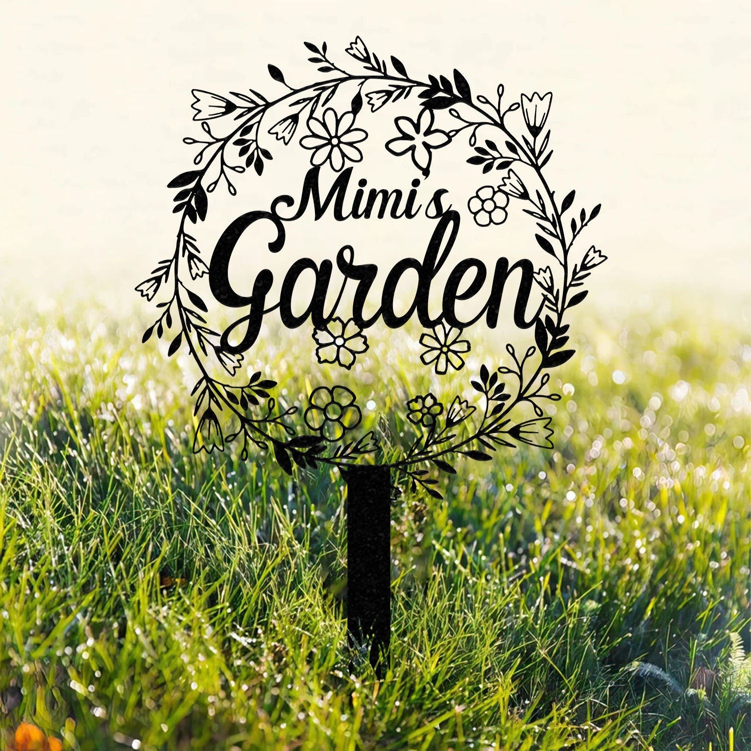 Personalized Garden Metal Sign With Stakes, Custom Garden Name Sign, Garden Flower Sign, Metal Yard Art, Housewarming Gift, Garden Decor