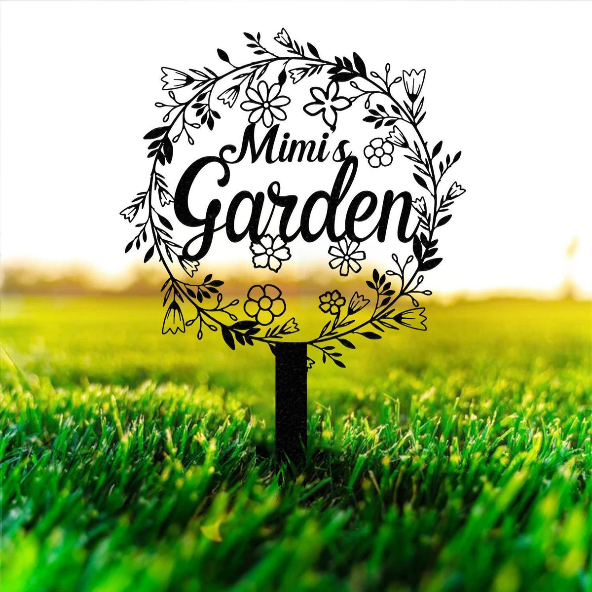 Personalized Garden Metal Sign With Stakes, Custom Garden Name Sign, Garden Flower Sign, Metal Yard Art, Housewarming Gift, Garden Decor