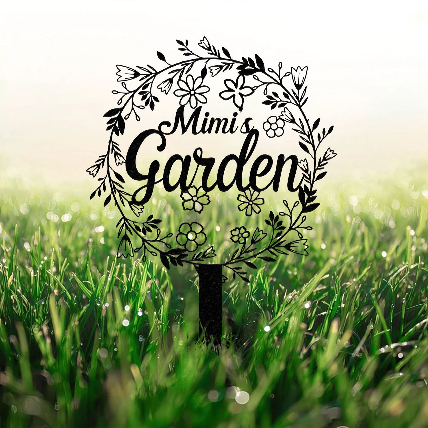 Personalized Garden Metal Sign With Stakes, Custom Garden Name Sign, Garden Flower Sign, Metal Yard Art, Housewarming Gift, Garden Decor