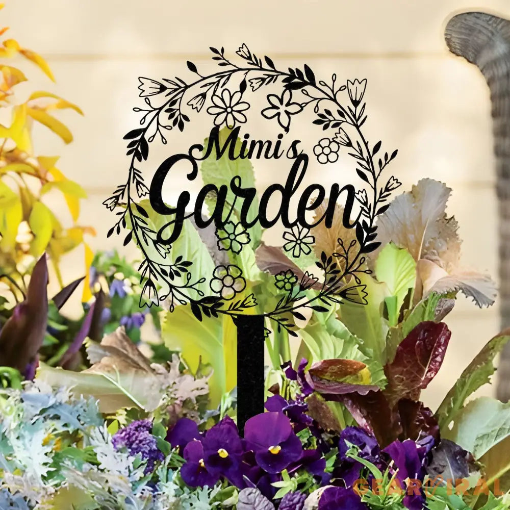 Personalized Garden Metal Sign With Stakes Custom Garden Name Sign Garden Flower Sign Metal Yard Art Housewarming Gift