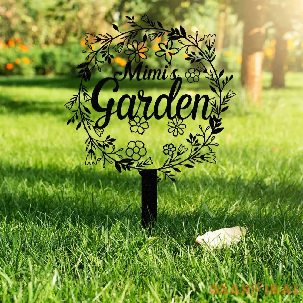 Personalized Garden Metal Sign With Stakes Custom Garden Name Sign Garden Flower Sign Metal Yard Art Housewarming Gift