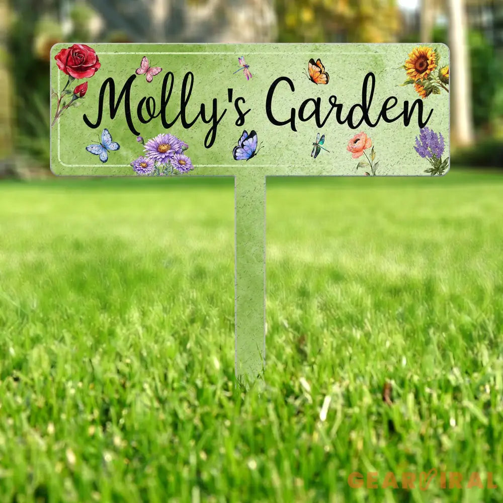 Personalized Garden Sign with Stake Metal Flower Garden Sign Custom Garden Stake Family Garden Sign Yard Decor Gardener