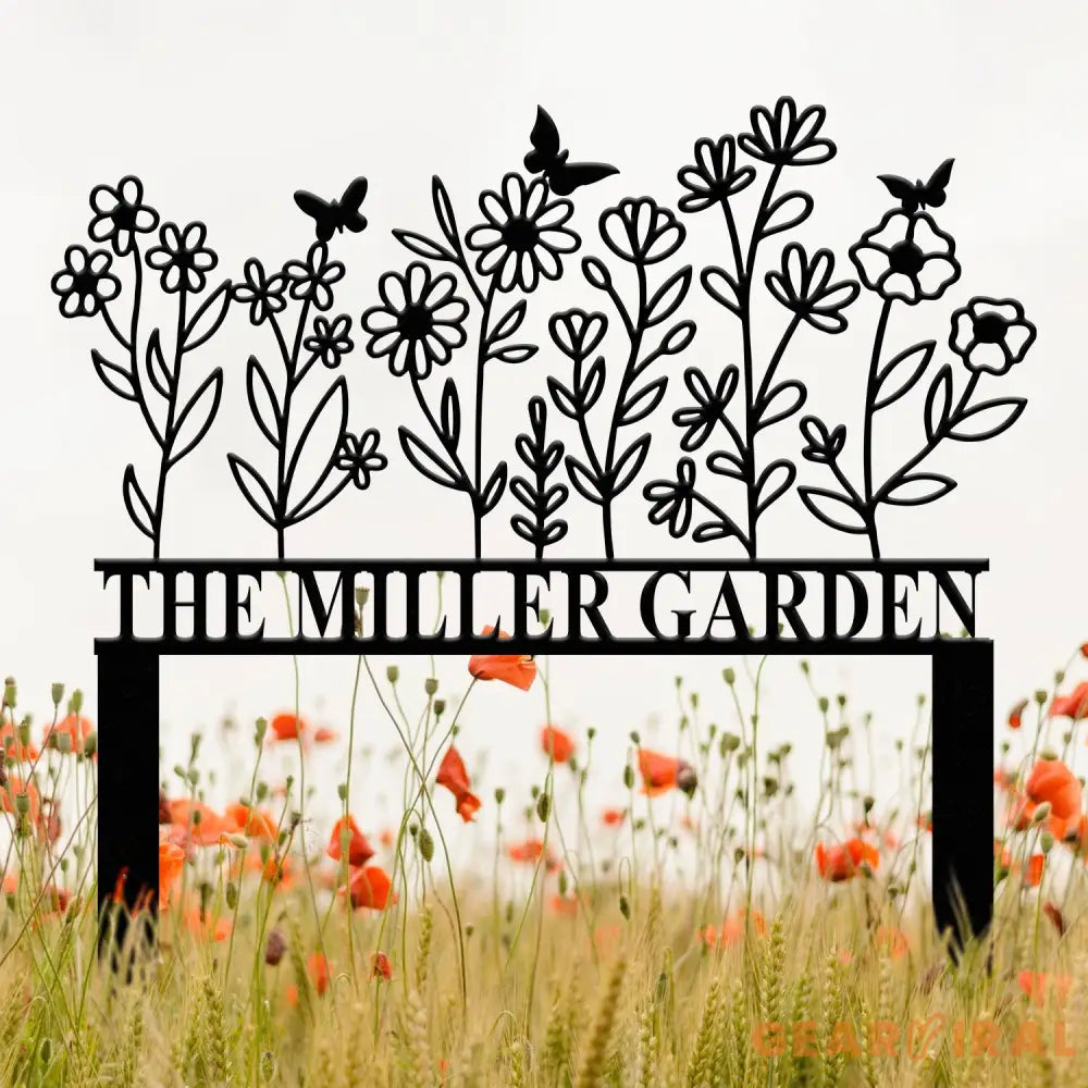 Personalized Garden Sign with Stake Metal Flower Garden Sign Custom Garden Stake Family Garden Sign Yard Decor Gardener
