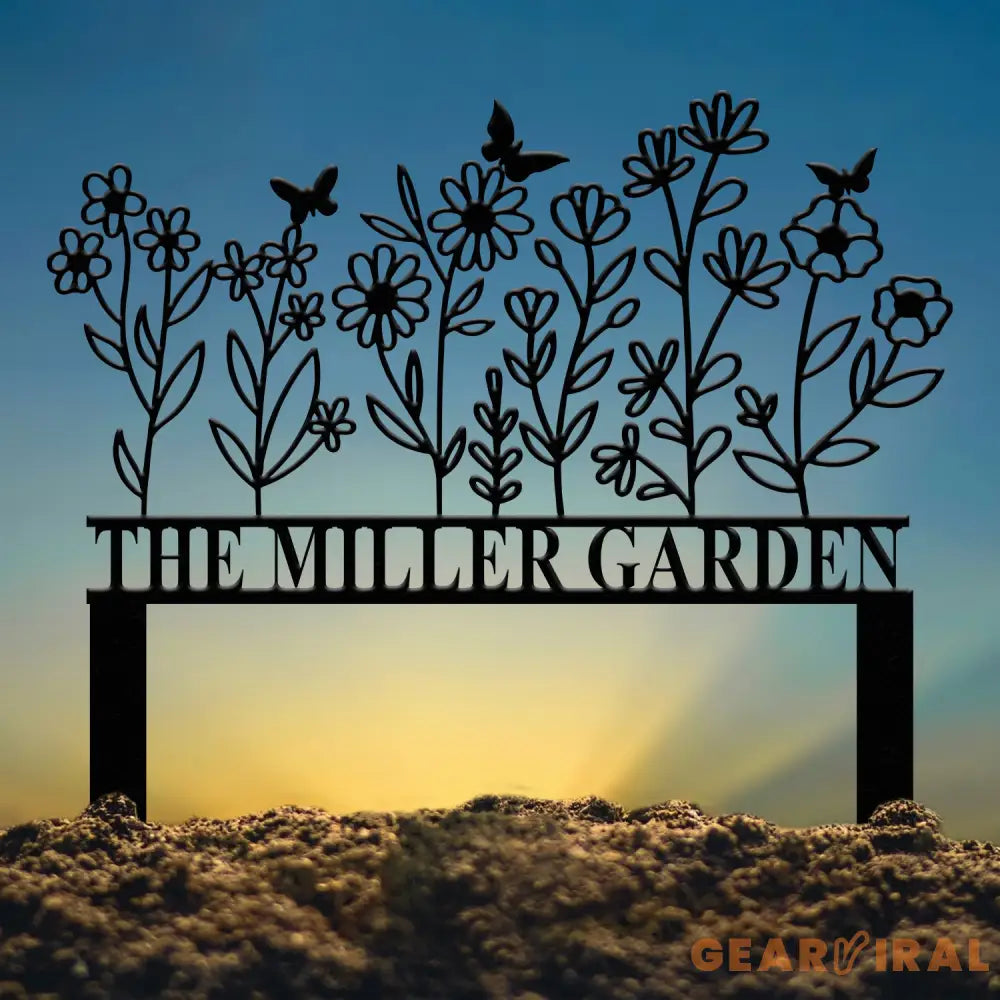 Personalized Garden Sign with Stake Metal Flower Garden Sign Custom Garden Stake Family Garden Sign Yard Decor Gardener