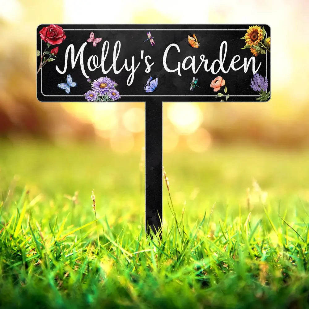 Personalized Garden Sign with Stake Metal Flower Garden Sign Custom Garden Stake Family Garden Sign Yard Decor Gardener