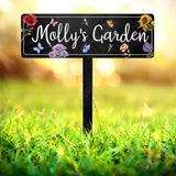 Personalized Garden Sign with Stake Metal Flower Garden Sign Custom Garden Stake Family Garden Sign Yard Decor Gardener