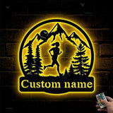 Personalized Girl Runner Name Sign Custom Female Trail Running Metal Wall Art LED Light Home Decor Marathon Decoration Housewarming Xmas | GearViral