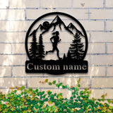 Personalized Girl Runner Name Sign Custom Female Trail Running Metal Wall Art LED Light Home Decor Marathon Decoration Housewarming Xmas | GearViral