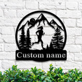 Personalized Girl Runner Name Sign Custom Female Trail Running Metal Wall Art LED Light Home Decor Marathon Decoration Housewarming Xmas | GearViral