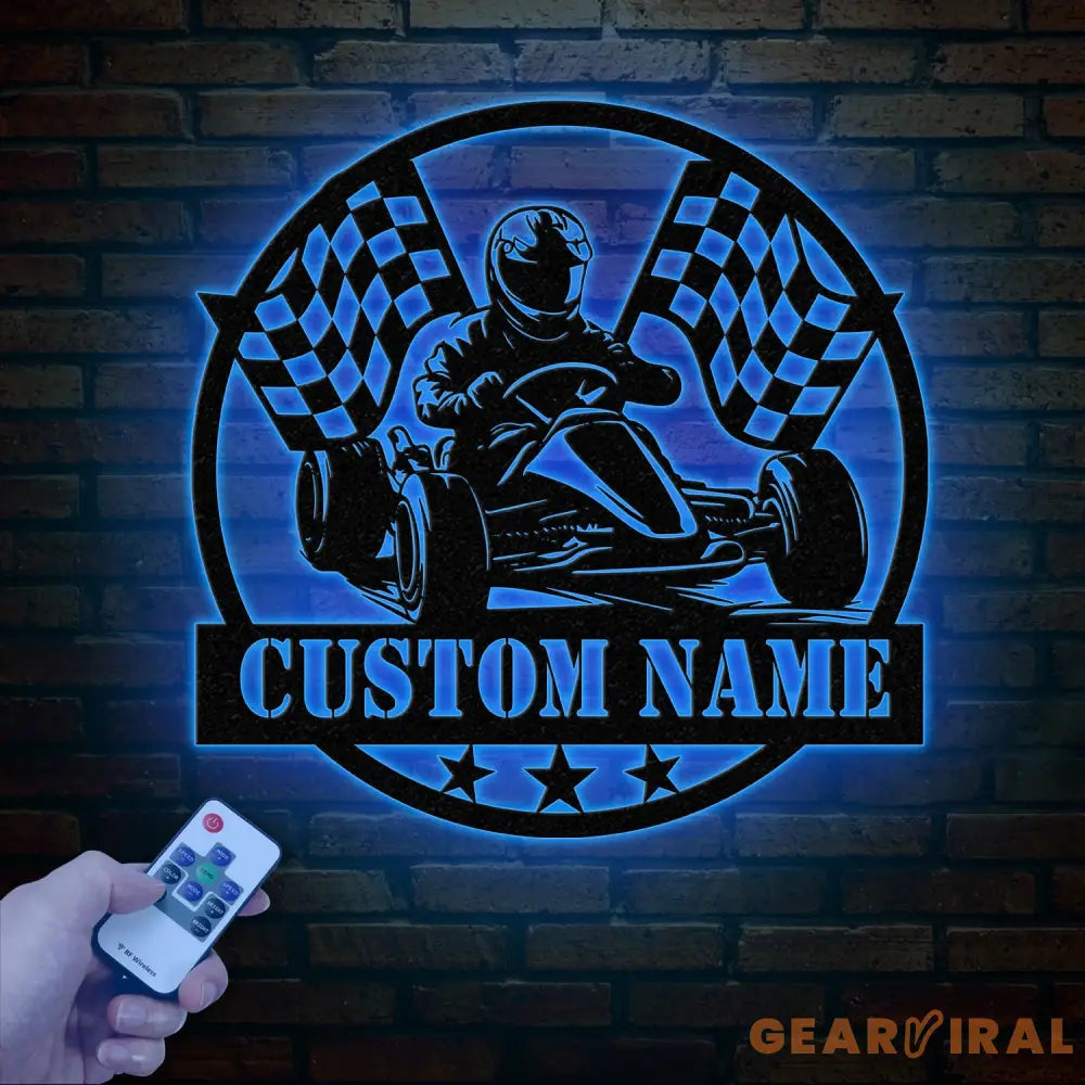 Personalized Go Kart Racing Metal Sign with LED Light Custom Go Kart Racing Sign Go Kart Racer Name Sign Go Kart Gifts