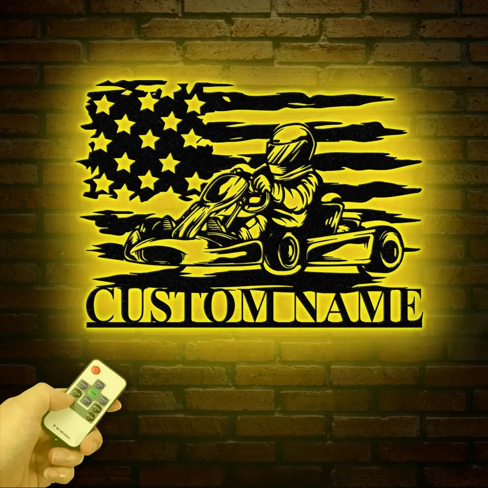 Personalized Go Kart Racing Metal Sign with LED Light Custom Go Kart Racing Sign Go Kart Racer Name Sign Go Kart Gifts
