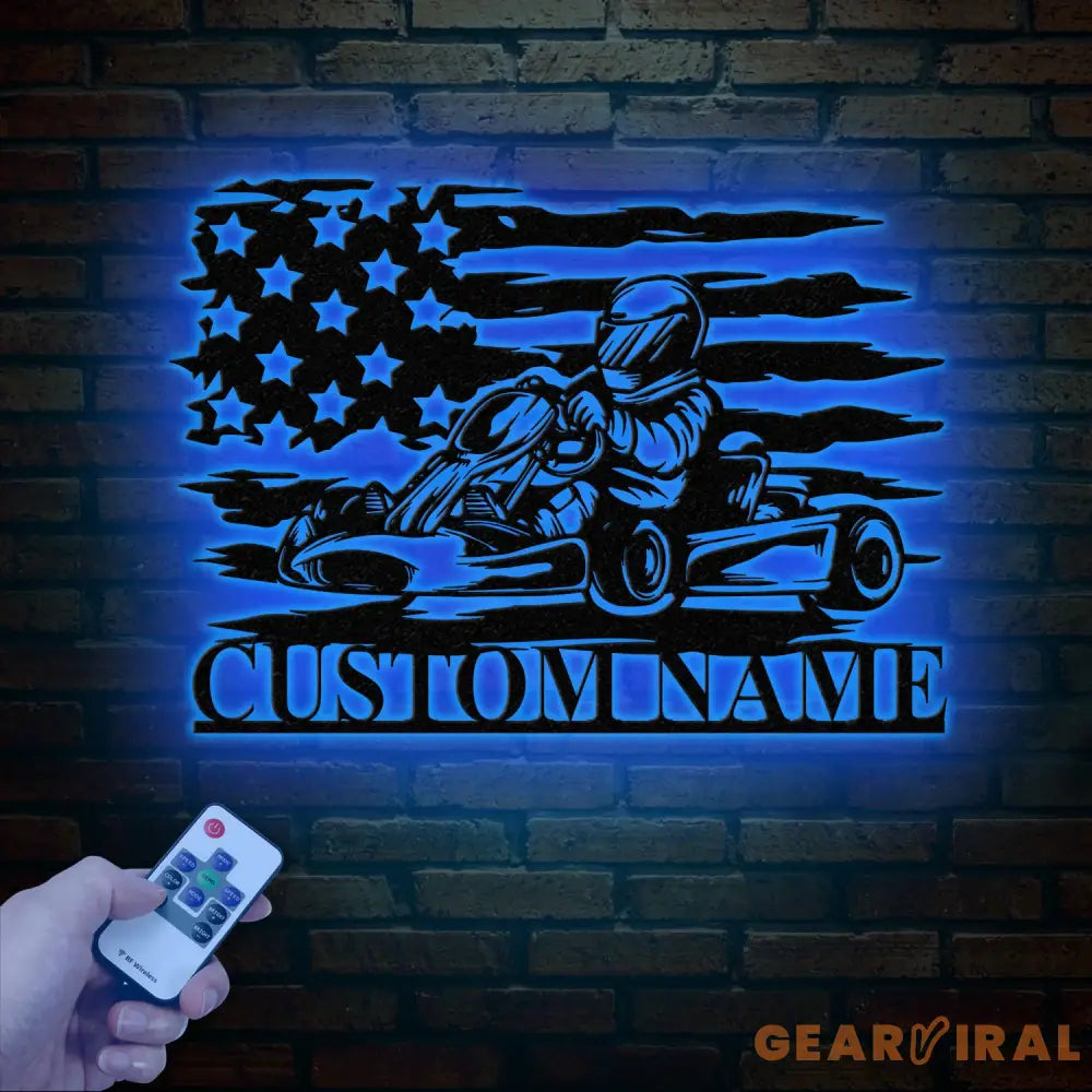 Personalized Go Kart Racing Metal Sign with LED Light Custom Go Kart Racing Sign Go Kart Racer Name Sign Go Kart Gifts