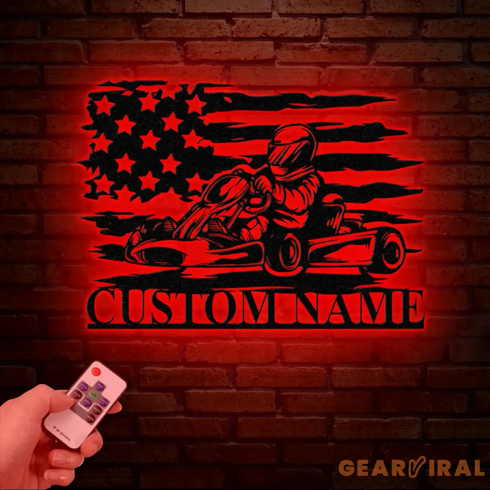 Personalized Go Kart Racing Metal Sign with LED Light Custom Go Kart Racing Sign Go Kart Racer Name Sign Go Kart Gifts
